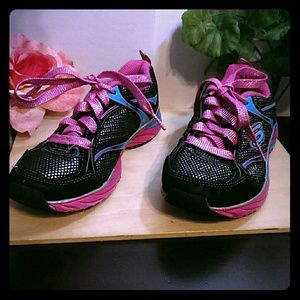 Black and pink,blue shoes